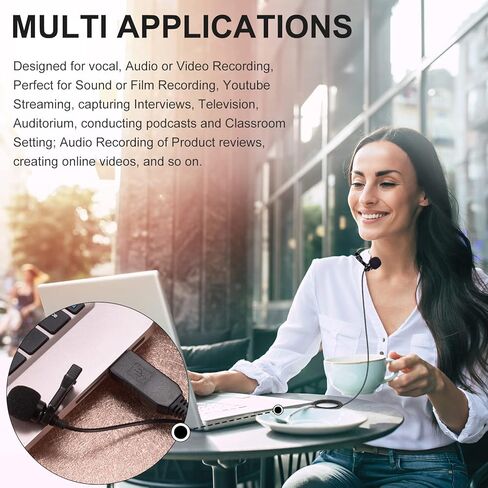 ميكروفون PChero USB Lavalier Lapel، مشبك USB للكمبيوتر، ميكروفون للتوصيل والتشغيل للكمبيوتر الشخصي، Mac، الكمبيوتر المحمول، YouTube، Skype، Tiktok، التسجيل، البث الصوتي، الألعاب in Kuwait