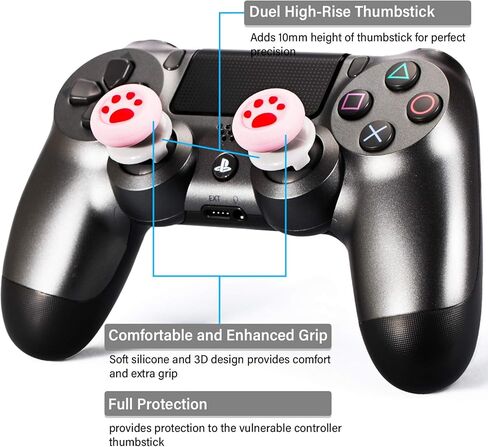 موسع عصا التحكم من Playrealm FPS وغطاء مقبض سيليكون مطاطي ثلاثي الأبعاد مجموعتين لجهاز تحكم PS5 Dualsenese وPS4 (Cat Paw Coral) in Kuwait