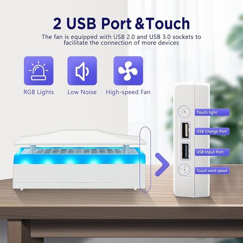 زابور مروحة تبريد لجهاز Xbox Series S مع 7 انواع من شريط اضاءة RGB الملون، تبريد عالي الاداء، ضوضاء منخفضة، 3 سرعات قابلة للتعديل مع مؤشر LED ومنفذي USB اضافيين in Kuwait