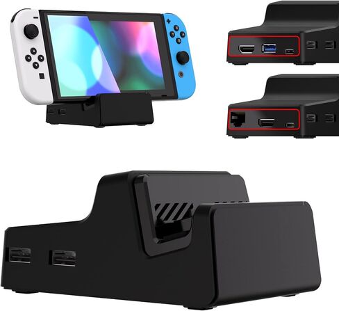 مجموعة أدوات AiryDocky DIY من eXtremeRate، حافظة بديلة سوداء لقاعدة Nintendo Switch Dock، غطاء قاعدة تثبيت صغير محمول معاد تصميمه لجهاز Nintendo Switch OLED - الأصداف فقط، رقاقة قاعدة الإرساء ولوحة الدائرة غير متضمنة in Saudi Arabia