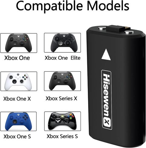 Hisewen Rechargeable Controller Battery Pack for Xbox Series X|S/Xbox One/Xbox One X/Xbox One S/Xbox One Elite Wireless Controller, 2Pack 1400mAh Ni-MH Replacement Battery in Saudi Arabia