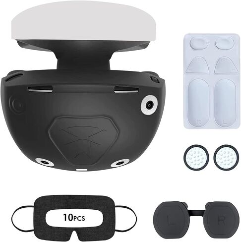 لملحقات PS VR2، غطاء حماية لجهاز PSVR 2، يشمل غطاء سماعة رأس PlayStation VR 2 ووسادات سيليكون لوحدة التحكم وغطاء غبار للعدسة و2 مقابض إبهام لوحدة التحكم، مقاومة للعرق وقابلة للغسل in Saudi Arabia