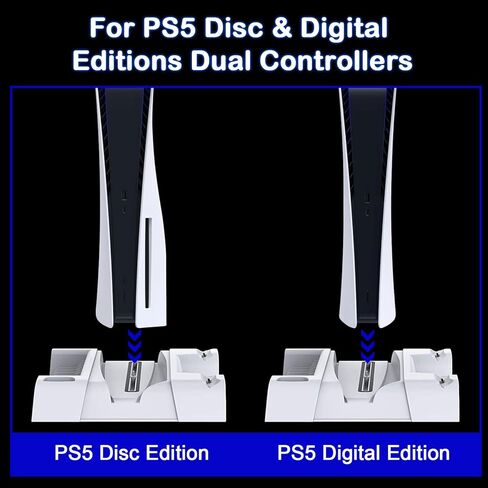 حامل تبريد عمودي TOPAD مع حامل سماعة الرأس ومحول تيار متردد لملحقات PS5، لأقراص PS5 والإصدارات الرقمية وشاحن وحدات تحكم مزدوجة مع مراوح 10 منظم رفوف الألعاب باللون الأسود in Kuwait