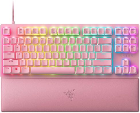 لوحة مفاتيح الألعاب Razer Huntsman V2 TKL Tenkeyless: مفاتيح بصرية خطية سريعة Gen2 ومعدل استقصاء 8000 هرتز - كابل من النوع C قابل للفصل - أغطية مفاتيح PBT - مسند معصم مريح - وردي كوارتز (متجدد) in Saudi Arabia