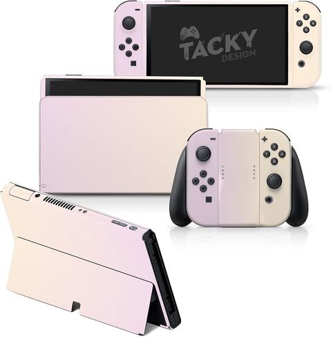 Tacky Design Classic Solid Color Purple Skin Compatible with Nintendo Switch OLED Skin - Vinyl 3M Nintendo Switch OLED Stickers Set - Cute Switch OLED Skin for Console, Dock, Joy Con- Decal Full Wrap in Saudi Arabia