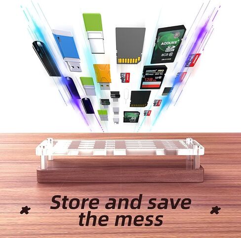 25 Slot Wooden Memory Card Case Box and USB Drive Stand - SD Card Holder, Micro SD Case, Mobile Card Taking Needle - FSNH01M in Saudi Arabia