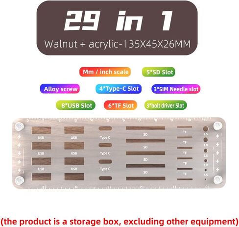 25 Slot Wooden Memory Card Case Box and USB Drive Stand - SD Card Holder, Micro SD Case, Mobile Card Taking Needle - FSNH01M in Saudi Arabia