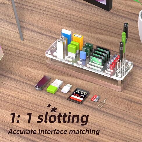 25 Slot Wooden Memory Card Case Box and USB Drive Stand - SD Card Holder, Micro SD Case, Mobile Card Taking Needle - FSNH01M in Saudi Arabia
