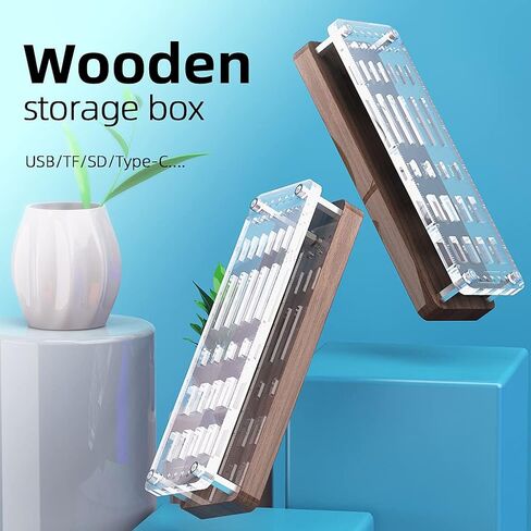 25 Slot Wooden Memory Card Case Box and USB Drive Stand - SD Card Holder, Micro SD Case, Mobile Card Taking Needle - FSNH01M in Saudi Arabia