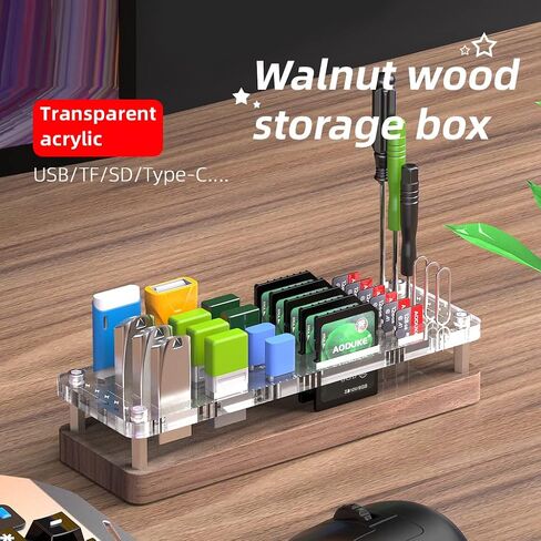 25 Slot Wooden Memory Card Case Box and USB Drive Stand - SD Card Holder, Micro SD Case, Mobile Card Taking Needle - FSNH01M in Saudi Arabia