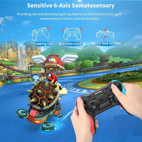 ALIENGT 【ترقية 】 وحدة تحكم لاسلكية احترافية متوافقة مع Switch/Switch Lite، عصا التحكم في لوحة الألعاب عن بعد، وحدة تحكم لاسلكية لوحدة تحكم Switch مع وظيفة Turbo/6 محاور جيروسكوبية/Amibo/الاستيقاظ/لقطة الشاشة in Kuwait