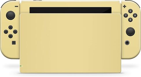 تصميم تاكي كلاسيكي بألوان باستيل صلبة، جلد أصفر وبرتقالي متوافق مع نينتندو سويتش، ملصقات فينيل 3M غطاء كامل على شكل قمر (أصفر) in Kuwait