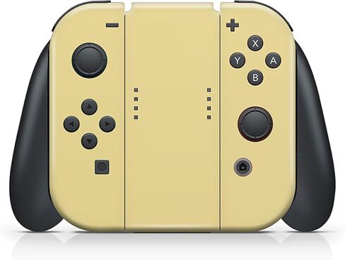 تصميم تاكي كلاسيكي بألوان باستيل صلبة، جلد أصفر وبرتقالي متوافق مع نينتندو سويتش، ملصقات فينيل 3M غطاء كامل على شكل قمر (أصفر) in Kuwait