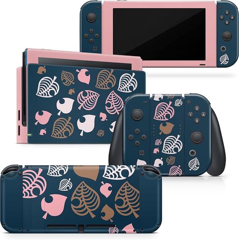 Tacky design Leaves Skin Compatible with Nintendo Switch, Vinyl 3m Sticker Pastel Blue Switch, Full wrap Cover in Saudi Arabia