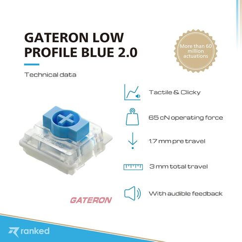 مفاتيح مفاتيح Gateron ks-27 المصنفة منخفضة المستوى للوحات مفاتيح الألعاب الميكانيكية | طبق مثبت (جاتيرون بني، 90 قطعة) in Kuwait