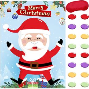 دبوس الأنف على سانتا كلوز - ألعاب حفلات عيد الميلاد للأطفال عيد الميلاد دبوس ألعاب لوحة الحائط ملصق مع 24 قطعة من ملصقات الأنف القابلة لإعادة الاستخدام، الأولاد والبنات عيد الميلاد وحفلات أعياد الميلاد والمدرسة والفصول الدراسية الليلية in Kuwait