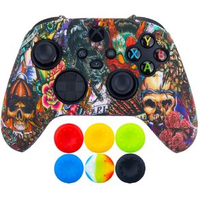 غطاء واقي سميك قطعة واحدة من السيليكون مطبوع عليه نقل من 9CDeer + 6 مقابض للإبهام لجهاز Xbox Series X/S Monster in Saudi Arabia