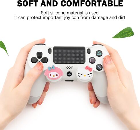DLseego Cat & Evil Rabbit 4PCS Thumb Grips Caps for Xbox One PS5 PlayStation4 DualSense Switch Pro Wireless Controller Steam Deck, Soft Silicone Anti-Slip Button Cap Japanese Cartoon 3D Joystick Cover in Kuwait