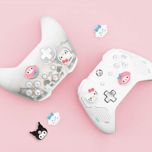 DLseego Cat & Evil Rabbit 4PCS Thumb Grips Caps for Xbox One PS5 PlayStation4 DualSense Switch Pro Wireless Controller Steam Deck, Soft Silicone Anti-Slip Button Cap Japanese Cartoon 3D Joystick Cover in Kuwait