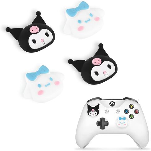 DLseego Cat & Evil Rabbit 4PCS Thumb Grips Caps for Xbox One PS5 PlayStation4 DualSense Switch Pro Wireless Controller Steam Deck, Soft Silicone Anti-Slip Button Cap Japanese Cartoon 3D Joystick Cover in Kuwait