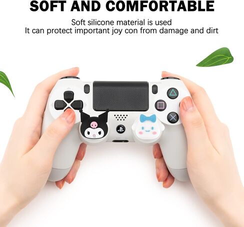 DLseego Cat & Evil Rabbit 4PCS Thumb Grips Caps for Xbox One PS5 PlayStation4 DualSense Switch Pro Wireless Controller Steam Deck, Soft Silicone Anti-Slip Button Cap Japanese Cartoon 3D Joystick Cover in Kuwait