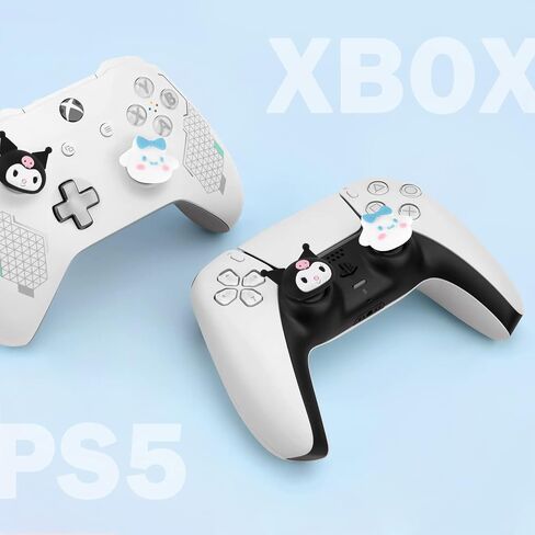 DLseego Cat & Evil Rabbit 4PCS Thumb Grips Caps for Xbox One PS5 PlayStation4 DualSense Switch Pro Wireless Controller Steam Deck, Soft Silicone Anti-Slip Button Cap Japanese Cartoon 3D Joystick Cover in Kuwait