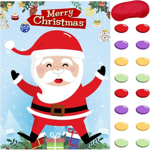 دبوس الأنف على سانتا كلوز - ألعاب حفلات عيد الميلاد للأطفال عيد الميلاد دبوس ألعاب لوحة الحائط ملصق مع 24 قطعة من ملصقات الأنف القابلة لإعادة الاستخدام، الأولاد والبنات عيد الميلاد وحفلات أعياد الميلاد والمدرسة والفصول الدراسية الليلية in Kuwait