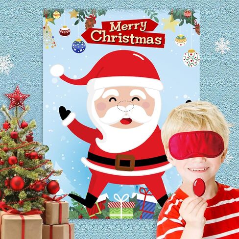 دبوس الأنف على سانتا كلوز - ألعاب حفلات عيد الميلاد للأطفال عيد الميلاد دبوس ألعاب لوحة الحائط ملصق مع 24 قطعة من ملصقات الأنف القابلة لإعادة الاستخدام، الأولاد والبنات عيد الميلاد وحفلات أعياد الميلاد والمدرسة والفصول الدراسية الليلية in Kuwait