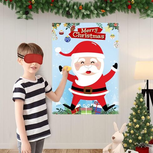 دبوس الأنف على سانتا كلوز - ألعاب حفلات عيد الميلاد للأطفال عيد الميلاد دبوس ألعاب لوحة الحائط ملصق مع 24 قطعة من ملصقات الأنف القابلة لإعادة الاستخدام، الأولاد والبنات عيد الميلاد وحفلات أعياد الميلاد والمدرسة والفصول الدراسية الليلية in Kuwait