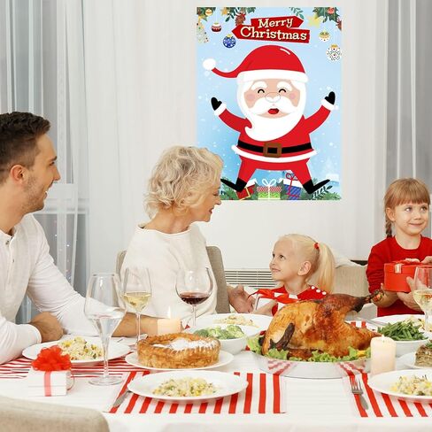 دبوس الأنف على سانتا كلوز - ألعاب حفلات عيد الميلاد للأطفال عيد الميلاد دبوس ألعاب لوحة الحائط ملصق مع 24 قطعة من ملصقات الأنف القابلة لإعادة الاستخدام، الأولاد والبنات عيد الميلاد وحفلات أعياد الميلاد والمدرسة والفصول الدراسية الليلية in Kuwait