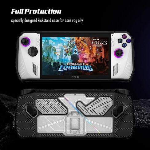 حافظة MES MERRY بمسند لجهاز ASUS ROG Ally لعام 2023، وملحقات ROG Ally 7، وغطاء واقٍ مع حامل (أسود شفاف) in Kuwait