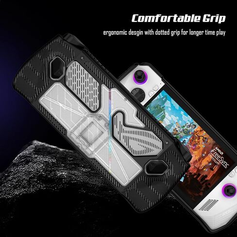 حافظة MES MERRY بمسند لجهاز ASUS ROG Ally لعام 2023، وملحقات ROG Ally 7، وغطاء واقٍ مع حامل (أسود شفاف) in Kuwait