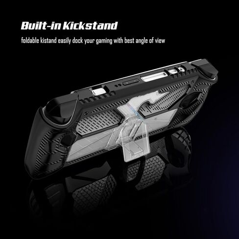 حافظة MES MERRY بمسند لجهاز ASUS ROG Ally لعام 2023، وملحقات ROG Ally 7، وغطاء واقٍ مع حامل (أسود شفاف) in Kuwait