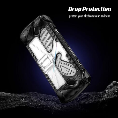 حافظة MES MERRY بمسند لجهاز ASUS ROG Ally لعام 2023، وملحقات ROG Ally 7، وغطاء واقٍ مع حامل (أسود شفاف) in Kuwait