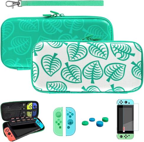 BTMETER Carrying Case for Nintendo Switch, New Leaf Crossing Travel Portable Storage Bag for NS Console and Accessories, with Screen Protectors & 4 Pcs Thumb Grips Caps & Hand Strap in Saudi Arabia
