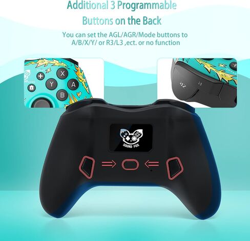 وحدة تحكم ألعاب لاسلكية SOUND FOX لجهاز Nintendo Switch//Lite/PC، لوحة ألعاب لاسلكية احترافية مع تصميم غطاء مغناطيسي يدعم الاهتزاز/Turbo/Macro/360 درجة للتحكم في الحركة/وظيفة التنبيه/لقطة الشاشة in Kuwait