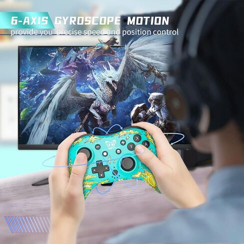 وحدة تحكم ألعاب لاسلكية SOUND FOX لجهاز Nintendo Switch//Lite/PC، لوحة ألعاب لاسلكية احترافية مع تصميم غطاء مغناطيسي يدعم الاهتزاز/Turbo/Macro/360 درجة للتحكم في الحركة/وظيفة التنبيه/لقطة الشاشة in Kuwait