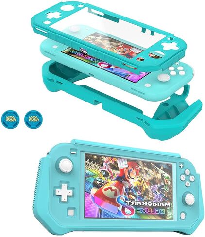 Protective Case for Nintendo Switch Lite, Switch Lite Case with Detachable Screen Protector Cover + Hand Grip Case Compatible with Nintendo Switch Lite 2019, Black in Kuwait