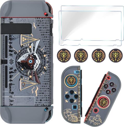 حافظة واقية قابلة للإرساء من DLseego لجهاز Nintendo Switch، وغطاء صلب Zelda Frosted مع قطعتين من واقيات الشاشة الزجاجية و4 قطع من أغطية قبضة الإبهام - Zelda in Saudi Arabia
