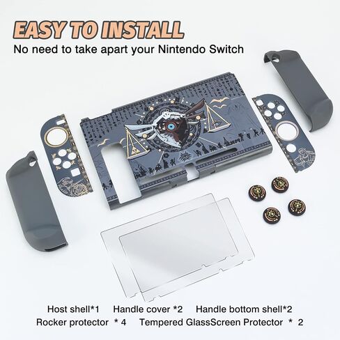 حافظة واقية قابلة للإرساء من DLseego لجهاز Nintendo Switch، وغطاء صلب Zelda Frosted مع قطعتين من واقيات الشاشة الزجاجية و4 قطع من أغطية قبضة الإبهام - Zelda in Saudi Arabia