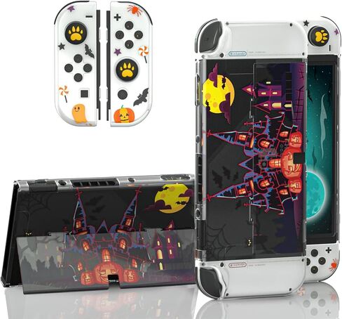  ECHZOVE Switch OLED Protective Case, Clear Cover Case Compatible with Nintendo Switch OLED with Screen Protector and Thumb Grips - Rockets Theme ﻿ in Kuwait