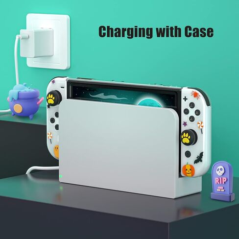  ECHZOVE Switch OLED Protective Case, Clear Cover Case Compatible with Nintendo Switch OLED with Screen Protector and Thumb Grips - Rockets Theme ﻿ in Kuwait