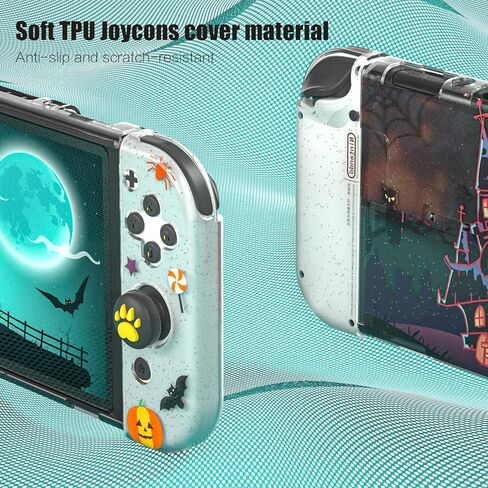  ECHZOVE Switch OLED Protective Case, Clear Cover Case Compatible with Nintendo Switch OLED with Screen Protector and Thumb Grips - Rockets Theme ﻿ in Kuwait
