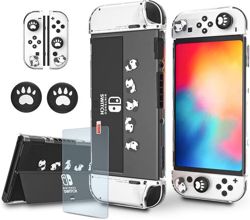  ECHZOVE Switch OLED Protective Case, Clear Cover Case Compatible with Nintendo Switch OLED with Screen Protector and Thumb Grips - Rockets Theme ﻿ in Kuwait