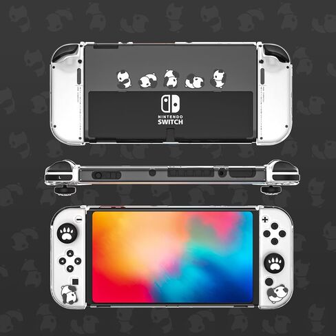  ECHZOVE Switch OLED Protective Case, Clear Cover Case Compatible with Nintendo Switch OLED with Screen Protector and Thumb Grips - Rockets Theme ﻿ in Kuwait
