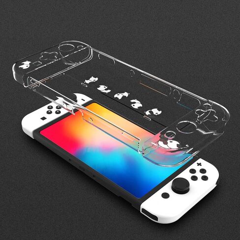  ECHZOVE Switch OLED Protective Case, Clear Cover Case Compatible with Nintendo Switch OLED with Screen Protector and Thumb Grips - Rockets Theme ﻿ in Kuwait