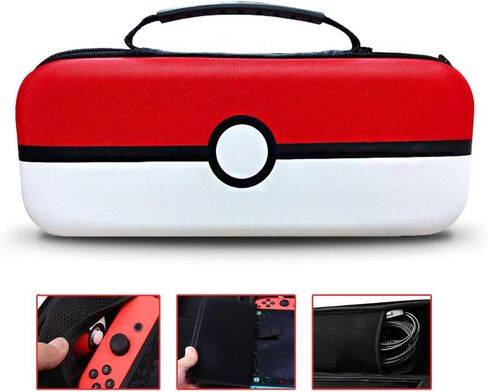 حافظة لجهاز نينتندو سويتش، حقيبة سفر محمولة من يولمو لجهاز نينتندو بوكيمون، حقيبة صلبة واقية مع حافظة شفافة لبوكبول وواقي شاشة من الزجاج المقوى (أحمر وأبيض) in Kuwait