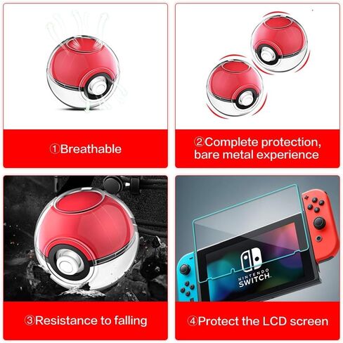 حافظة لجهاز نينتندو سويتش، حقيبة سفر محمولة من يولمو لجهاز نينتندو بوكيمون، حقيبة صلبة واقية مع حافظة شفافة لبوكبول وواقي شاشة من الزجاج المقوى (أحمر وأبيض) in Kuwait