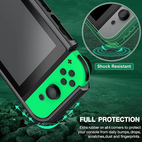 WU-MINGLU Switch Case, Protective Case for Nintendo Switch with 7 Game Cards Slots, Dockable Switch Cover with Ergonomic Design and Adjust Kickstand (Blue) in Saudi Arabia