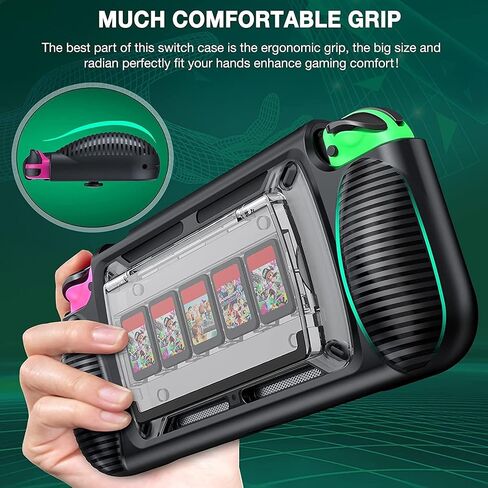WU-MINGLU Switch Case, Protective Case for Nintendo Switch with 7 Game Cards Slots, Dockable Switch Cover with Ergonomic Design and Adjust Kickstand (Blue) in Saudi Arabia